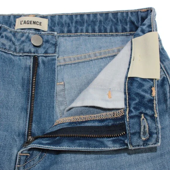 L'agence NWT Denim Jeans Sz 25 US Miley Ultra High Rise Wide Leg in Blue Cotton - Picture 5 of 13